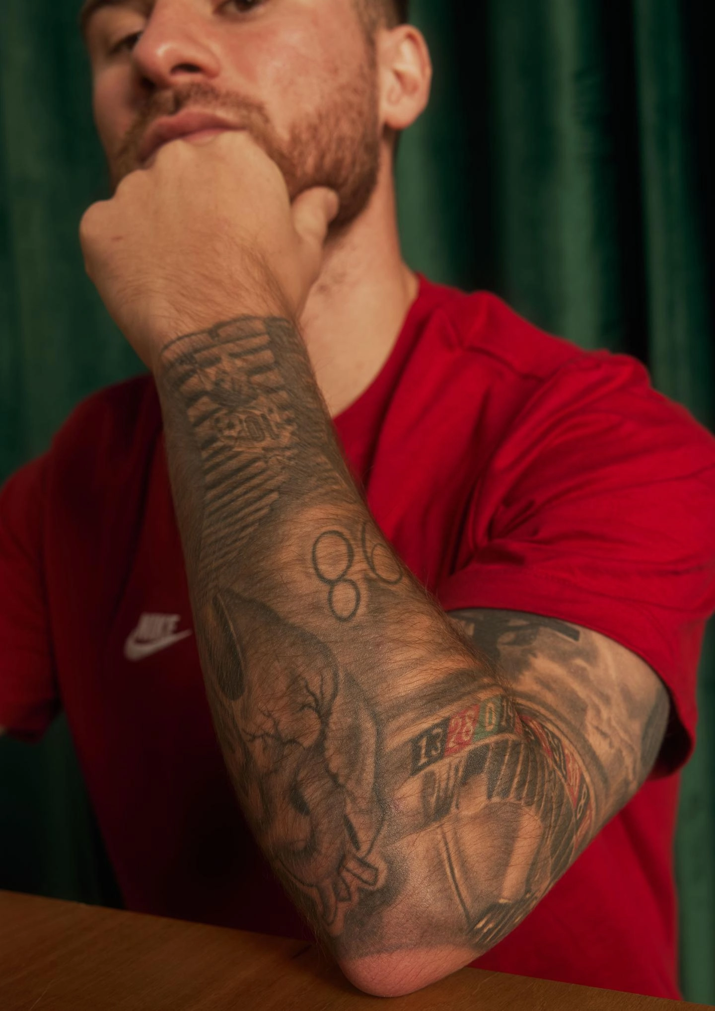 Alexis Mac Allister Jesus Christ tattoo on his upper arm