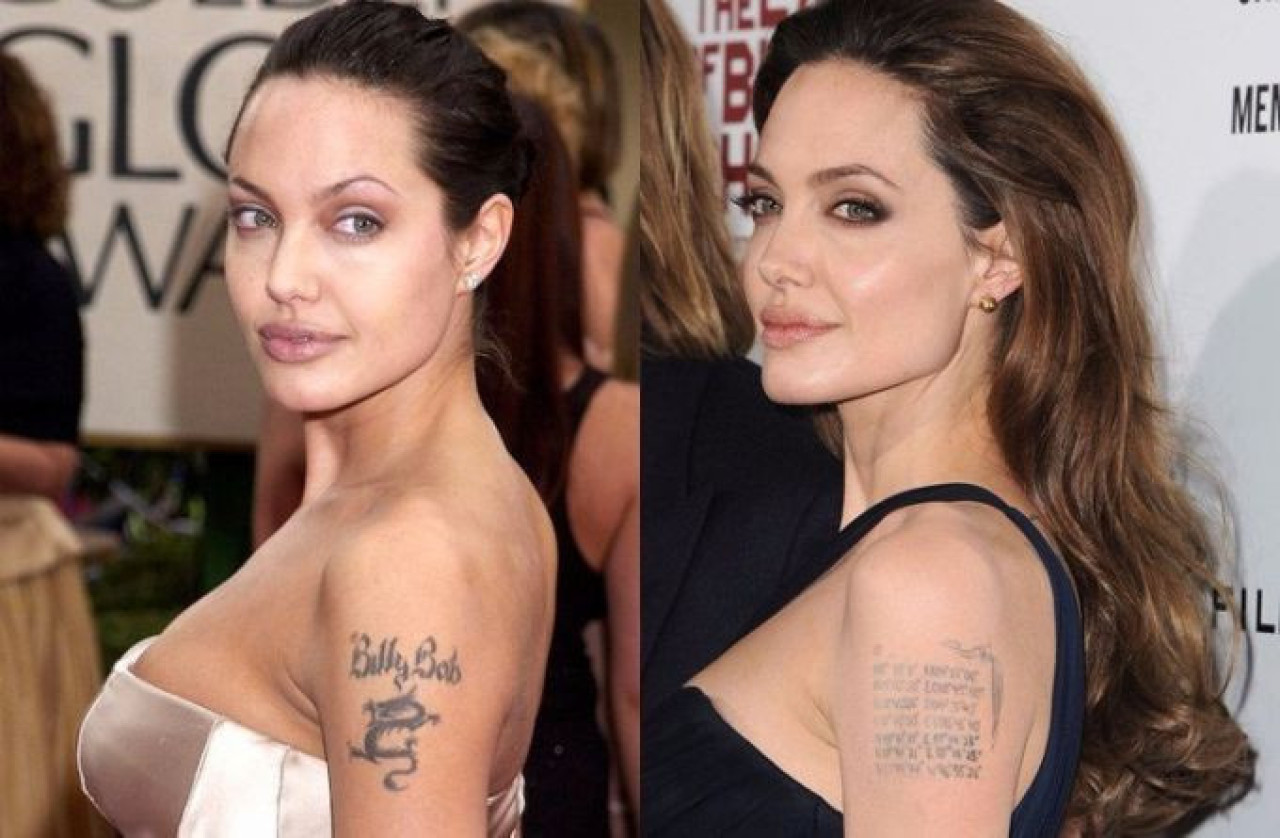 Angelina Jolie older Billy Bob tattoo and coordinates cover-up