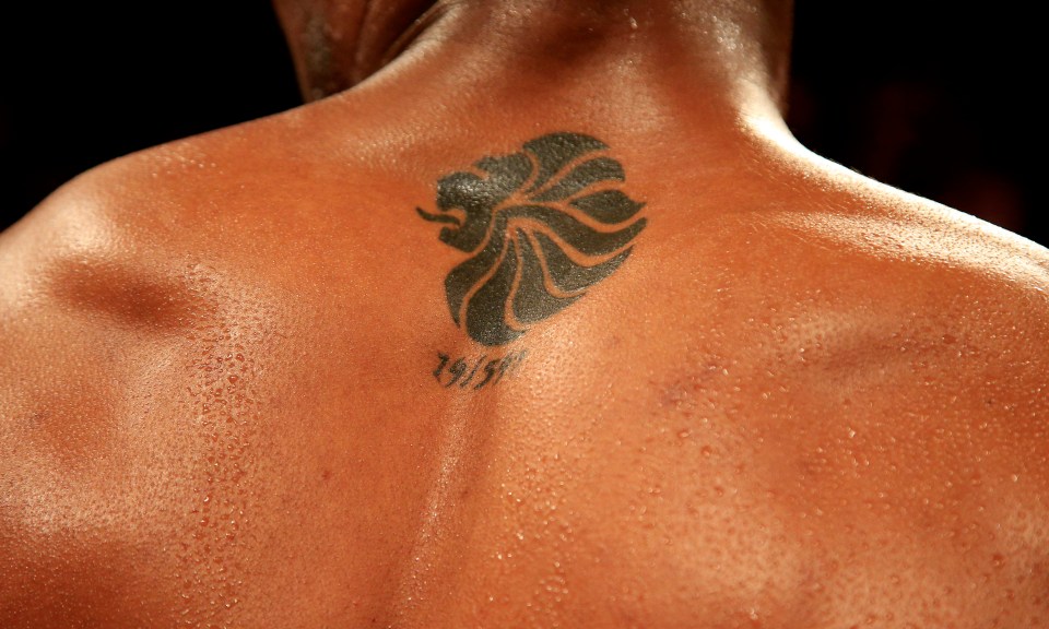 Anthony Joshua Team GB lion tattoo on his upper back
