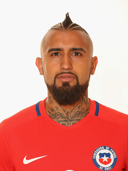 Arturo Vidal Chile portrait showing neck tattoos