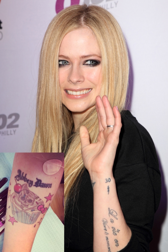 Avril Lavigne cupcake tattoo