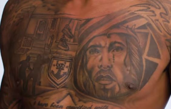 Bradley Beal chest portrait tattoo