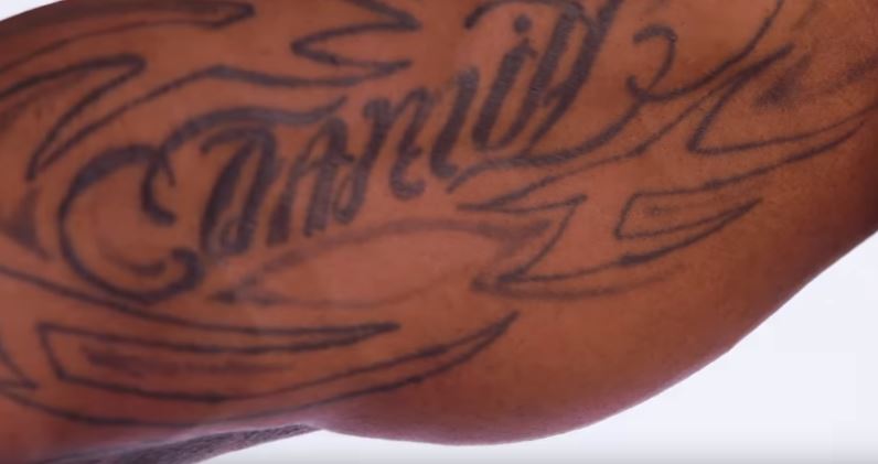 Bradley Beal family script tattoo