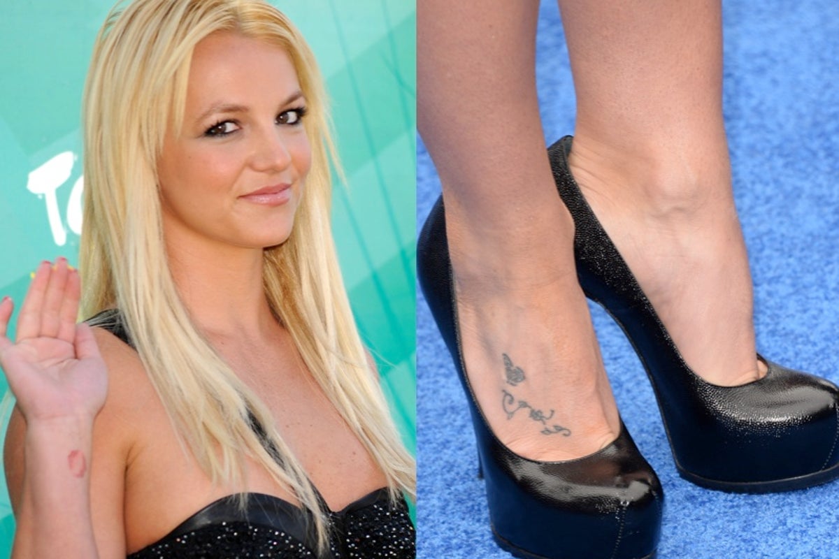 Britney Spears’s flower and vine tattoo near her foot and ankle