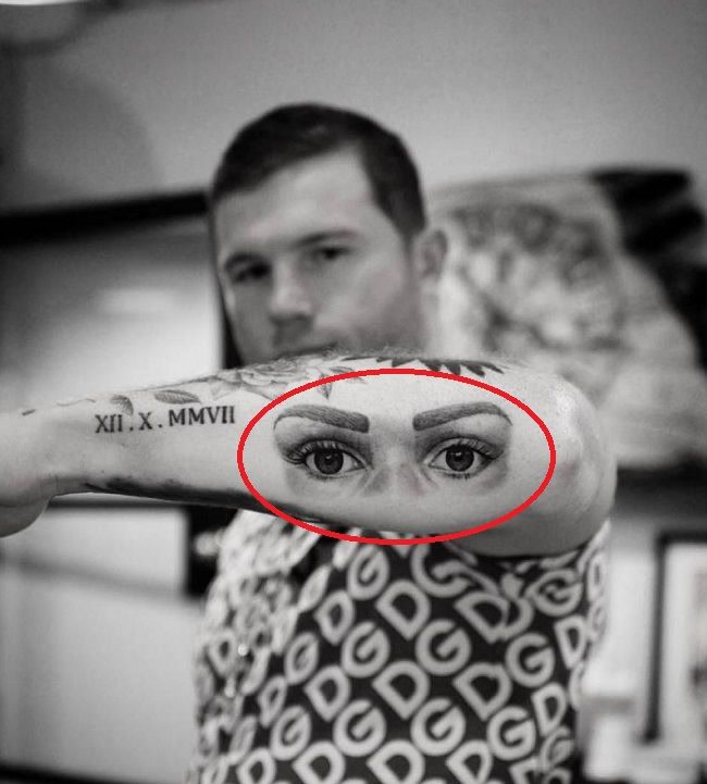 Canelo Alvarez eyes tattoo close-up