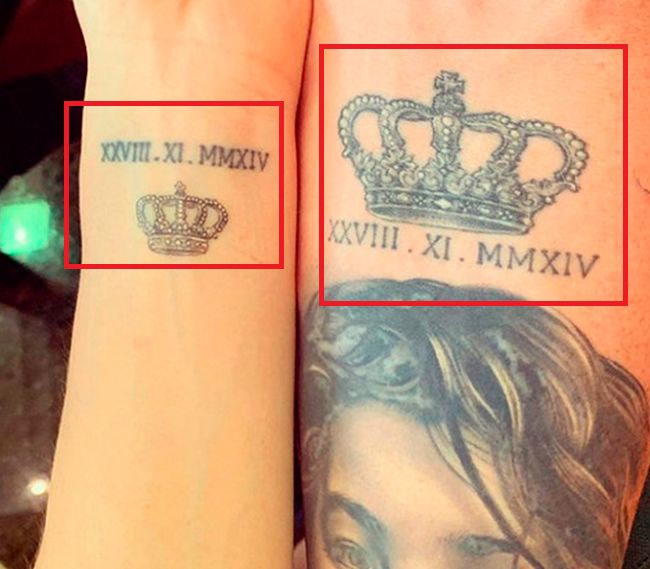 Canelo Alvarez matching crown and date tattoos