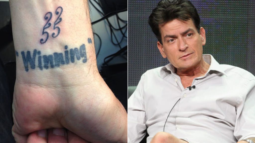 Charlie Sheen Winning wrist tattoo