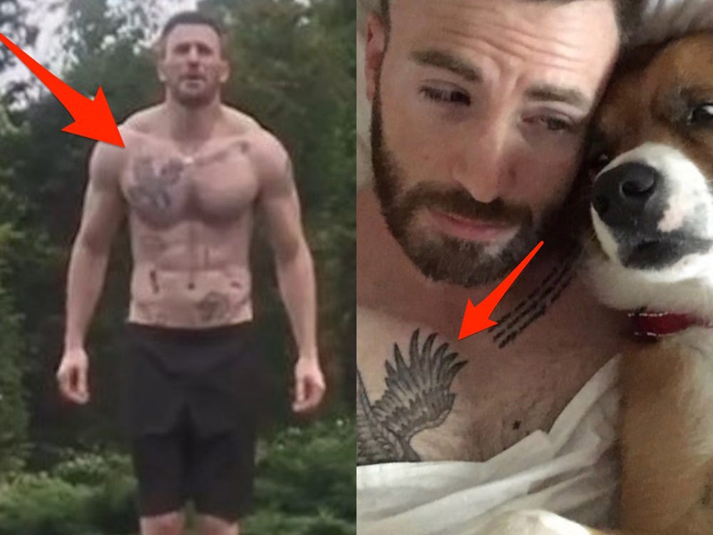 Chris Evans eagle chest tattoo