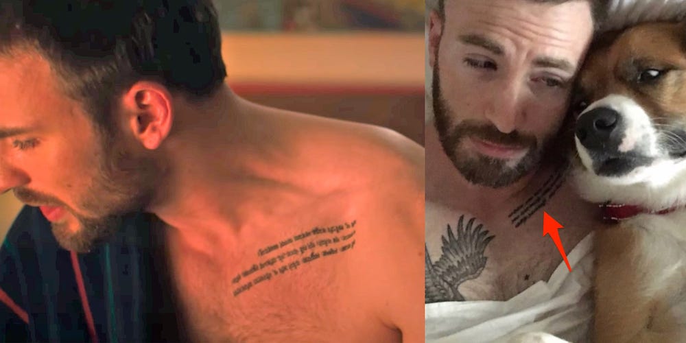 Chris Evans Eckhart Tolle quote tattoo