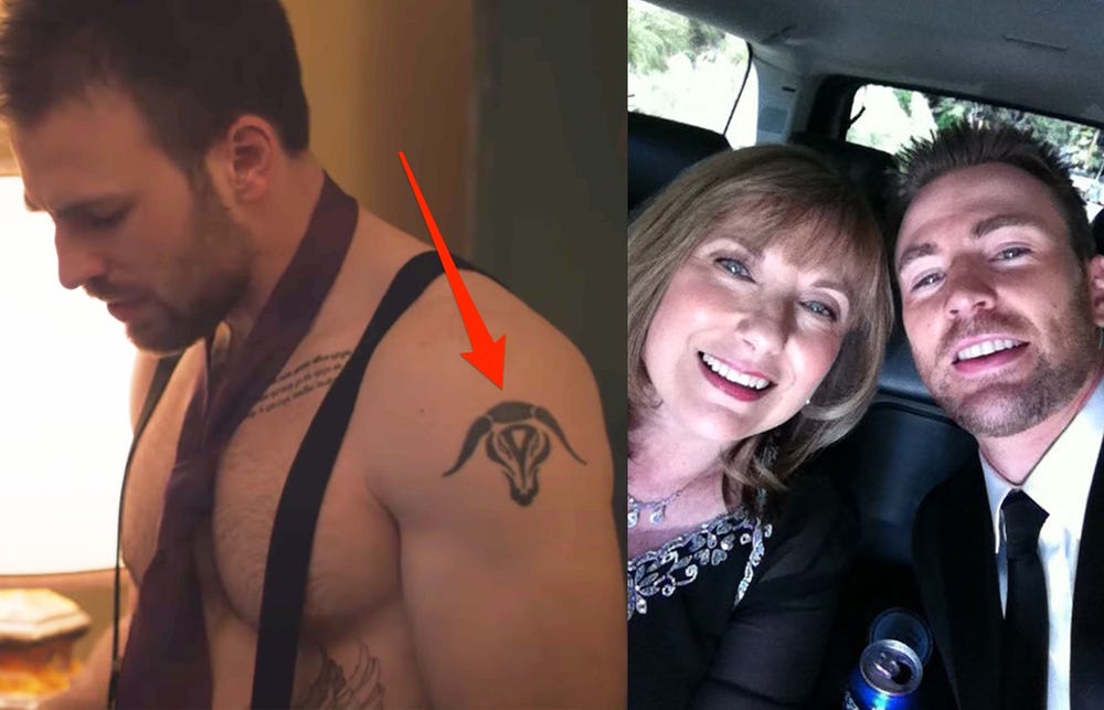Chris Evans Taurus tattoo