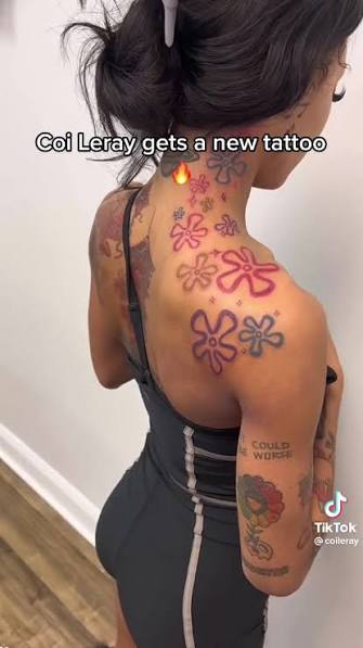 Coi Leray new flower tattoo