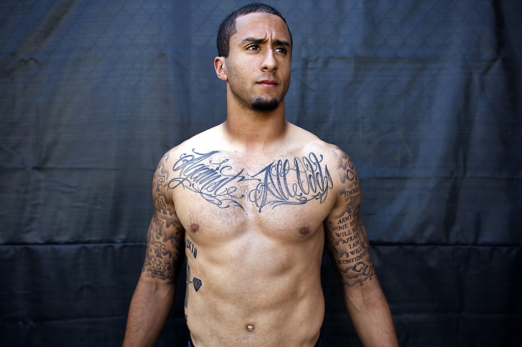 Colin Kaepernick scripture and script tattoos