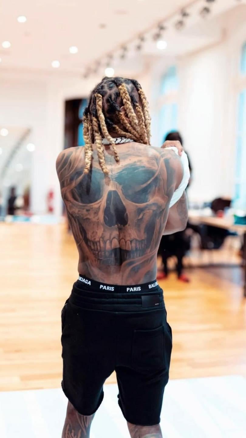Lil Durk back tattoo