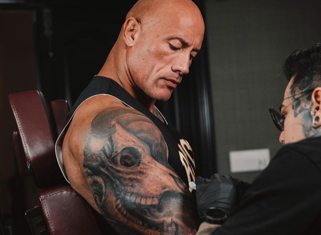 Dwayne Johnson Brahma Bull tattoo session