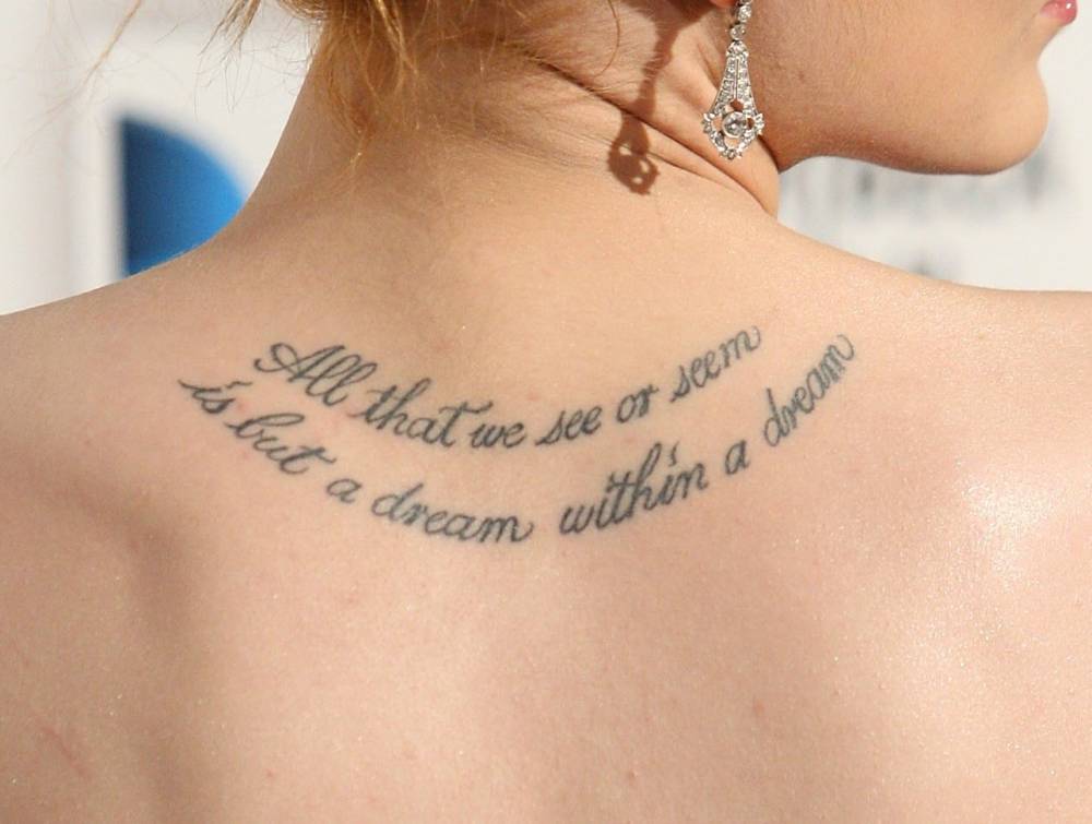 Evan Rachel Wood Edgar Allan Poe back tattoo