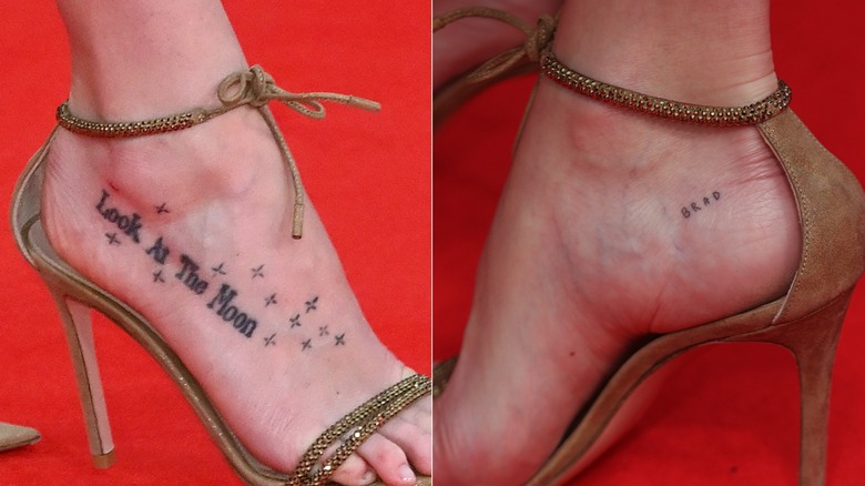 Dakota Johnson Look at the Moon and Brad foot tattoos