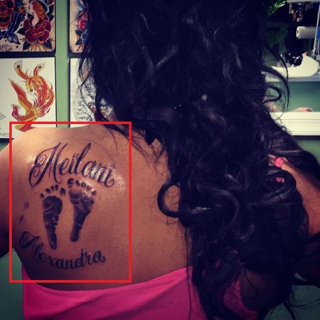 JWoww daughter footprints tattoo