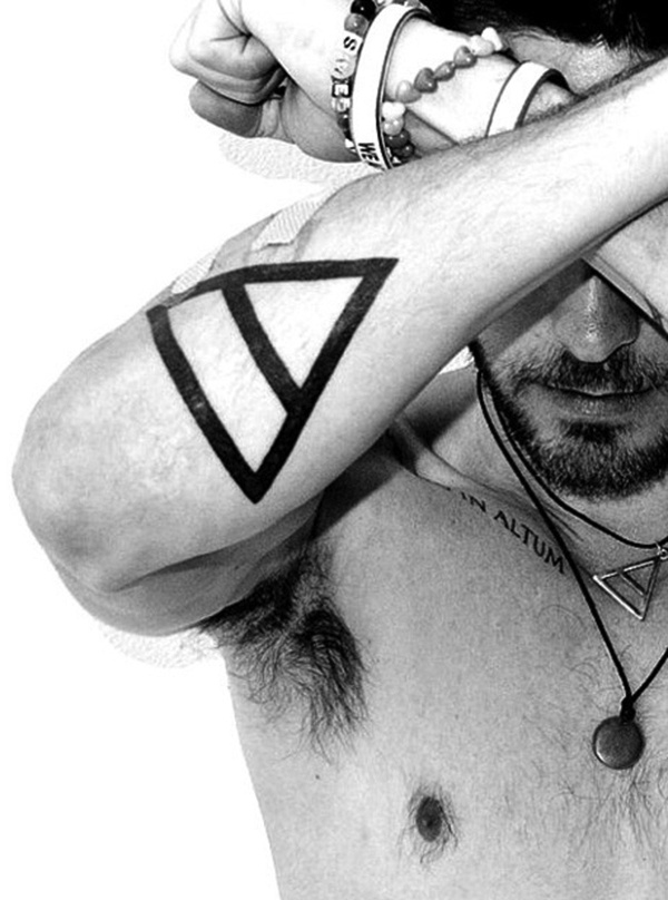 Jared Leto’s geometric forearm tattoos