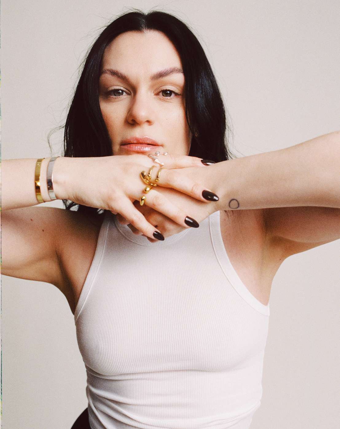 Jessie J circle wrist tattoo portrait