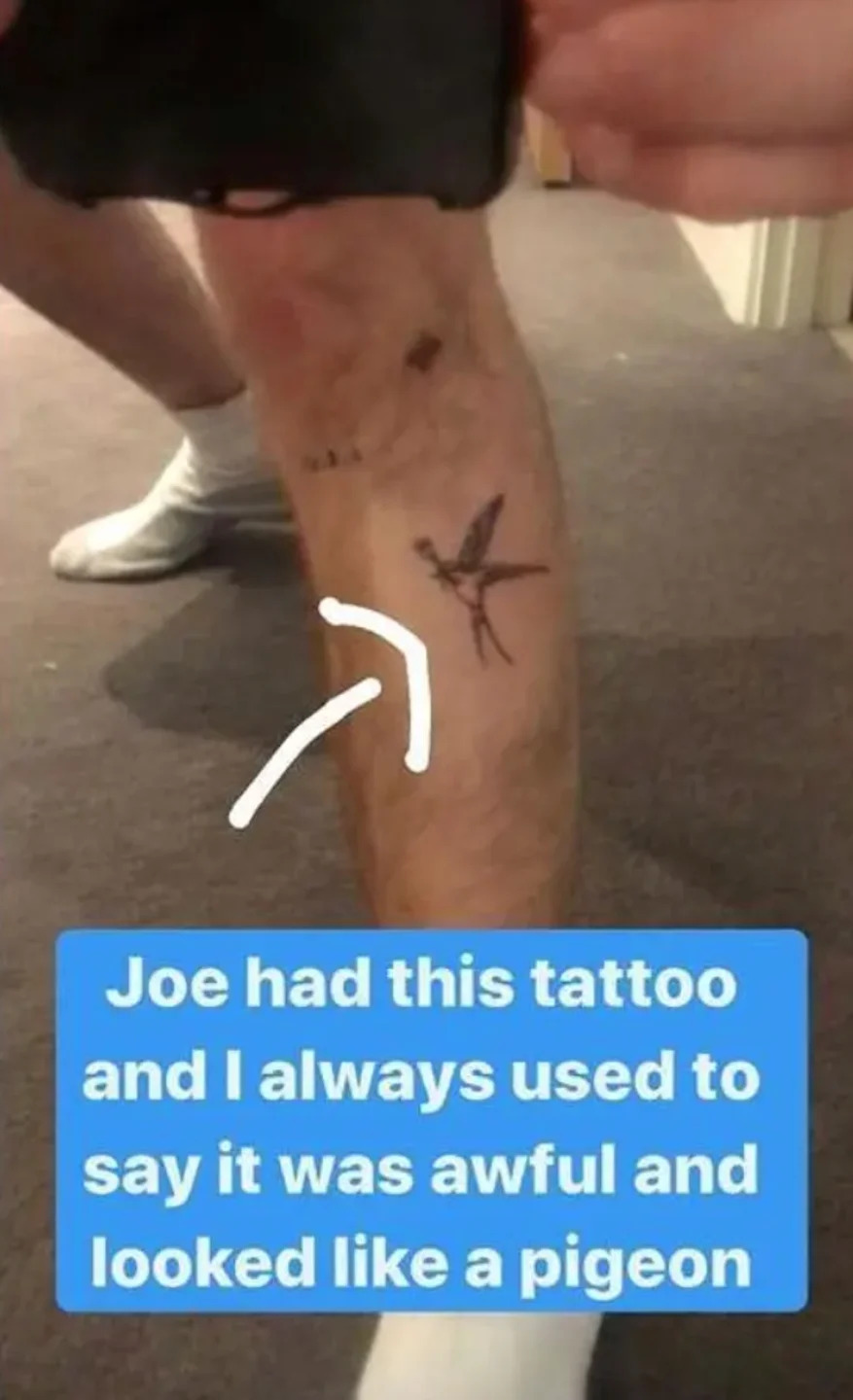 Roman Kemp small bird tattoo matching his late friend Joe Lyons