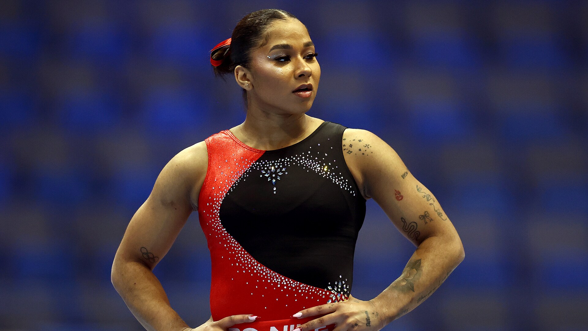 Jordan Chiles forearm tattoos during vault