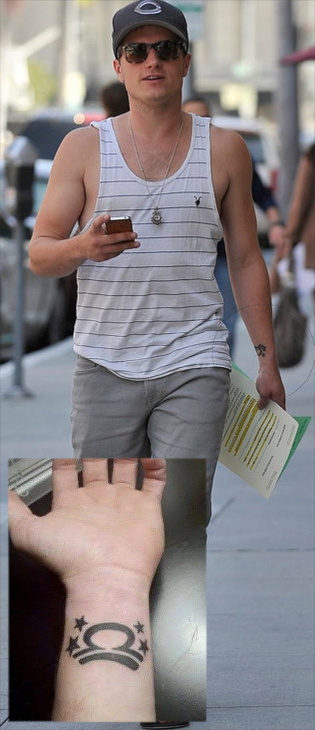 Josh Hutcherson Libra wrist tattoo