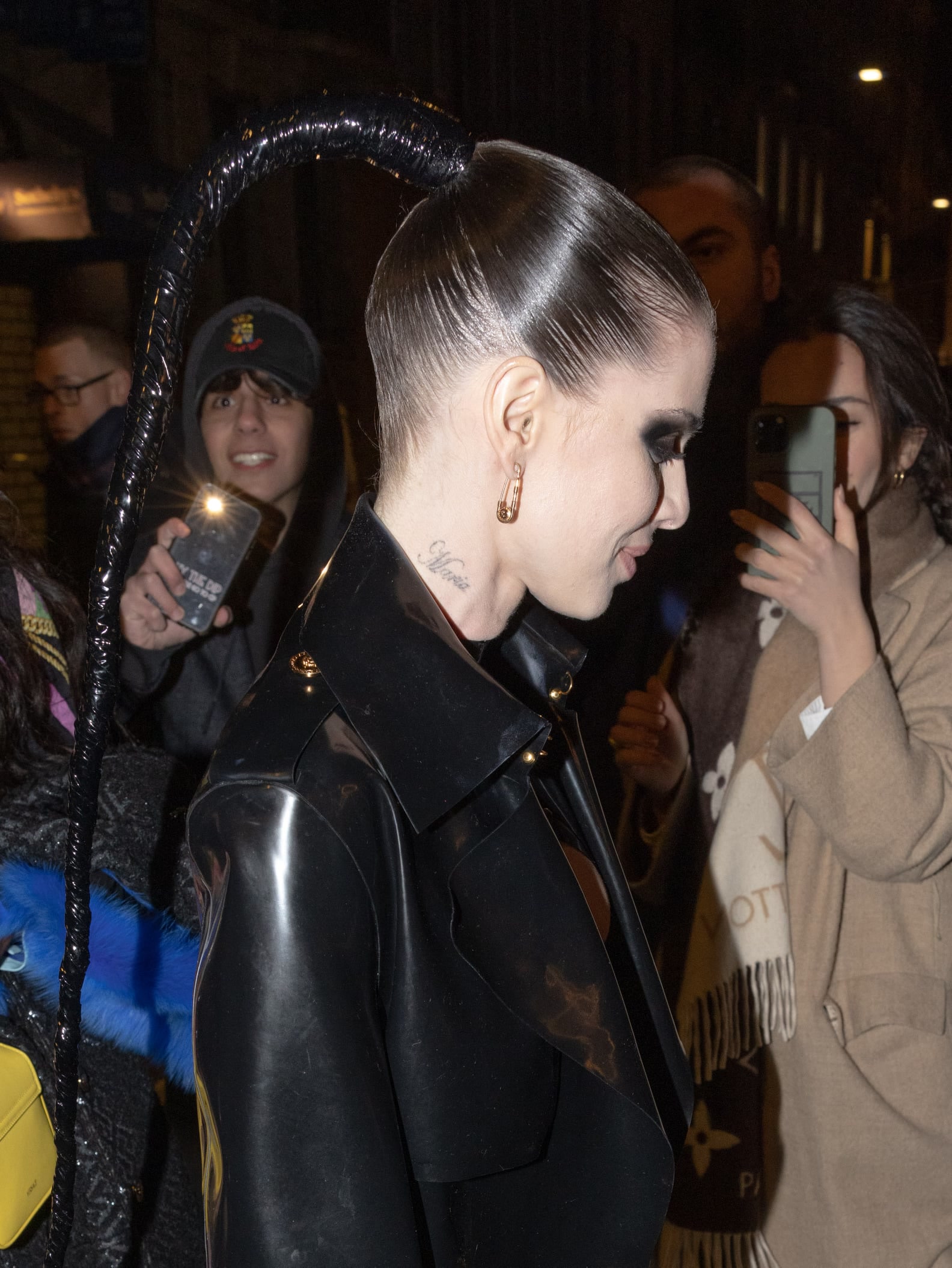 Julia Fox Maria neck tattoo