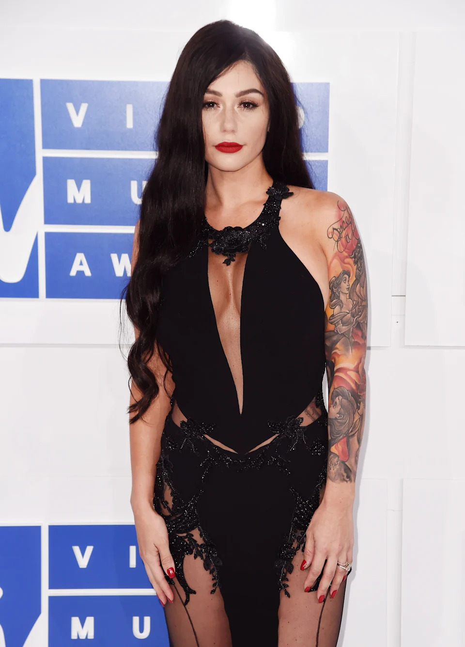 JWoww detailed Disney character tattoo sleeve
