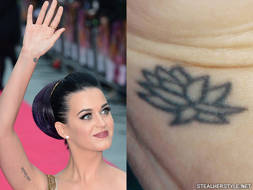 Katy Perry’s lotus wrist tattoo