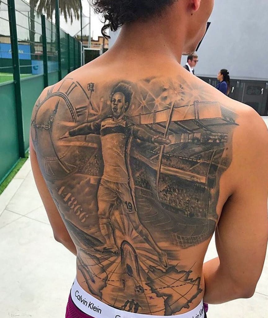 Leroy Sane back goal celebration tattoo