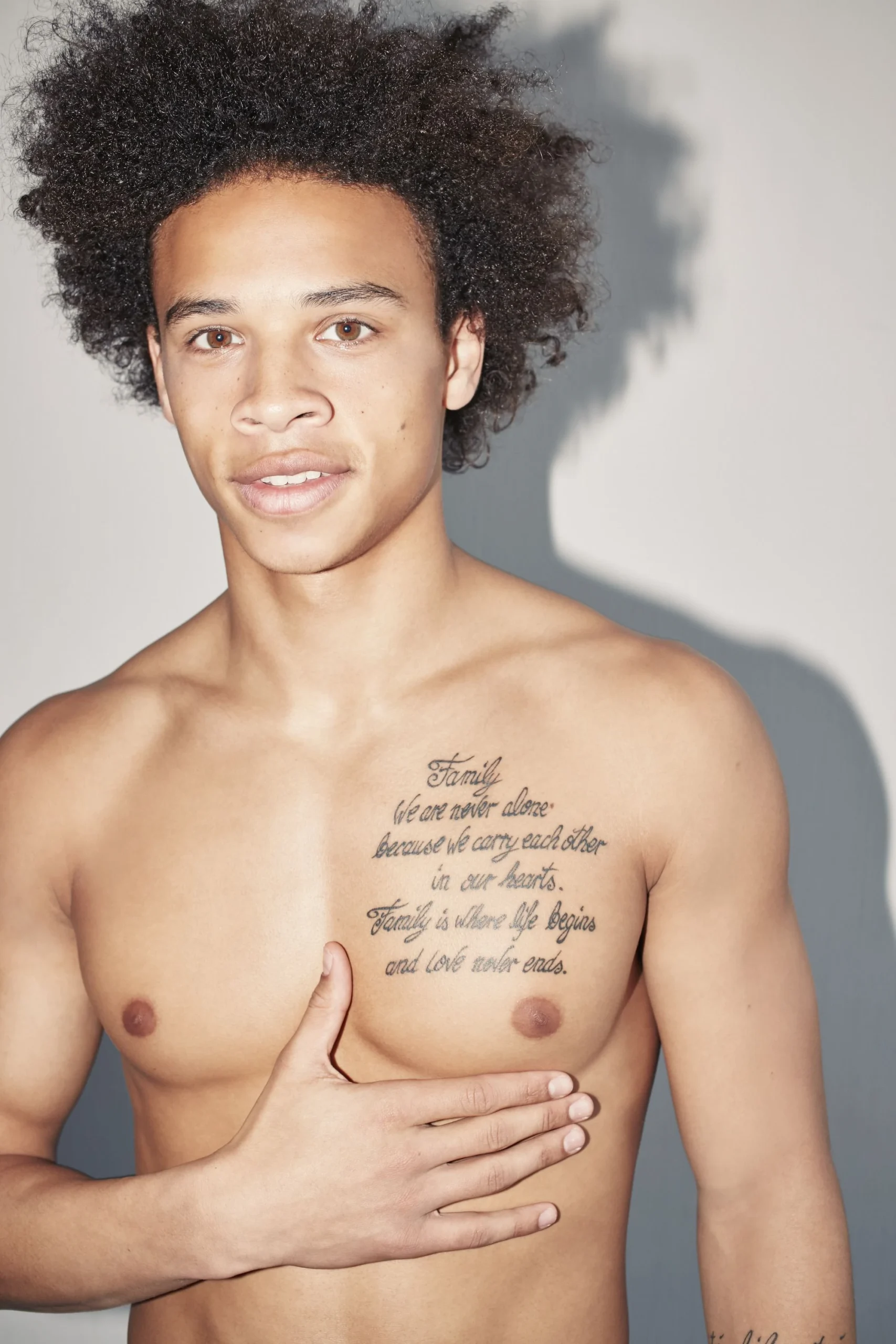 Leroy Sane family chest tattoo