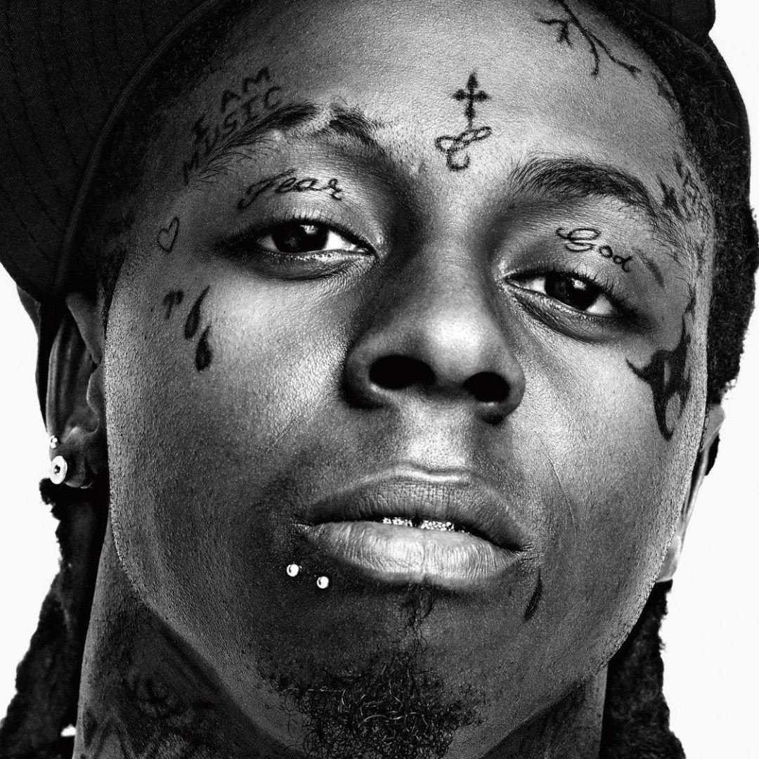 Lil Wayne I Am Music forehead tattoo and facial tattoos