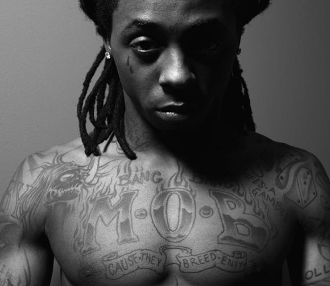 Lil Wayne MOB chest tattoo