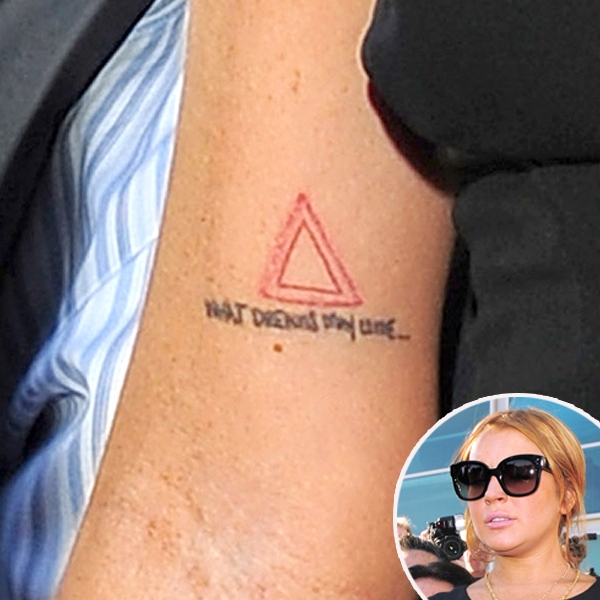 Lindsay Lohan double triangle arm tattoo