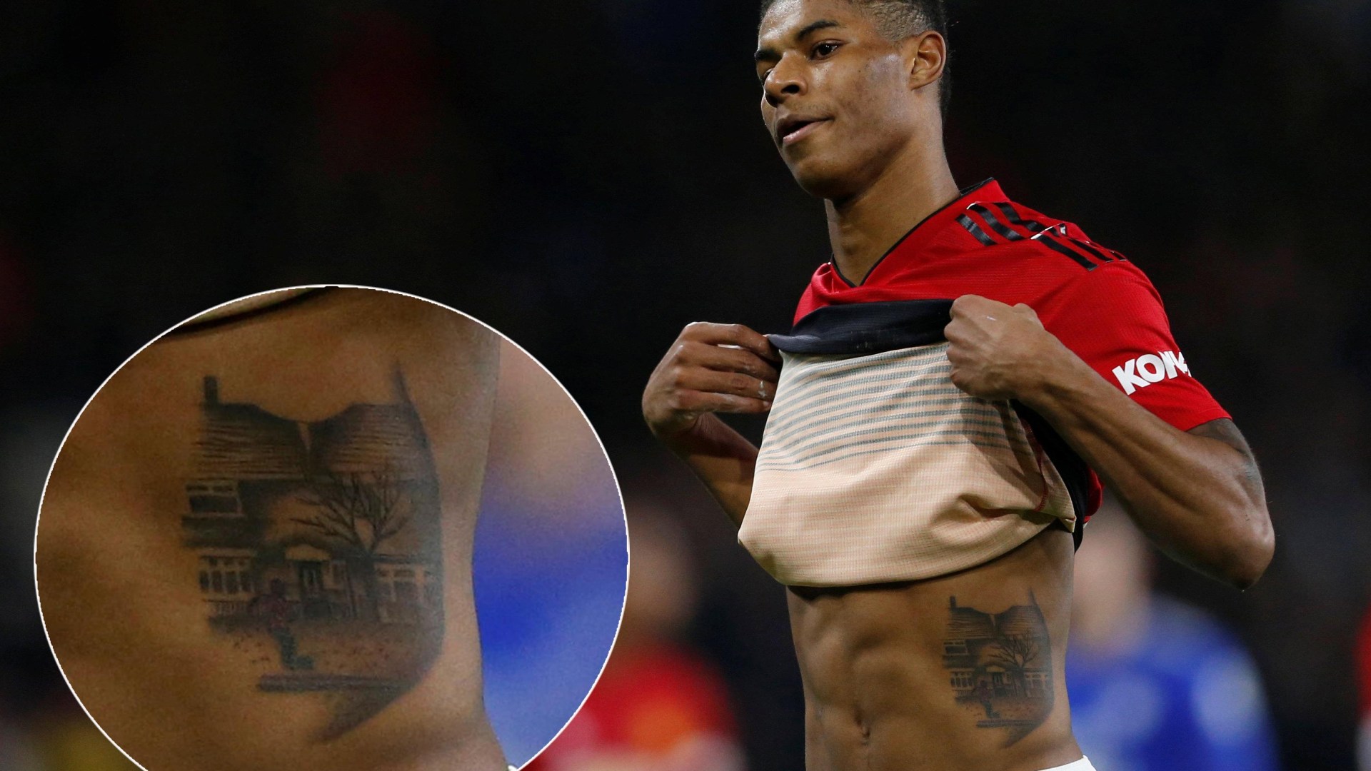 Marcus Rashford boyhood football tattoo