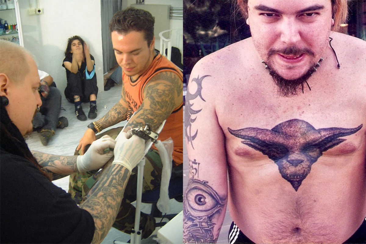 Max Cavalera chest and eye tattoos