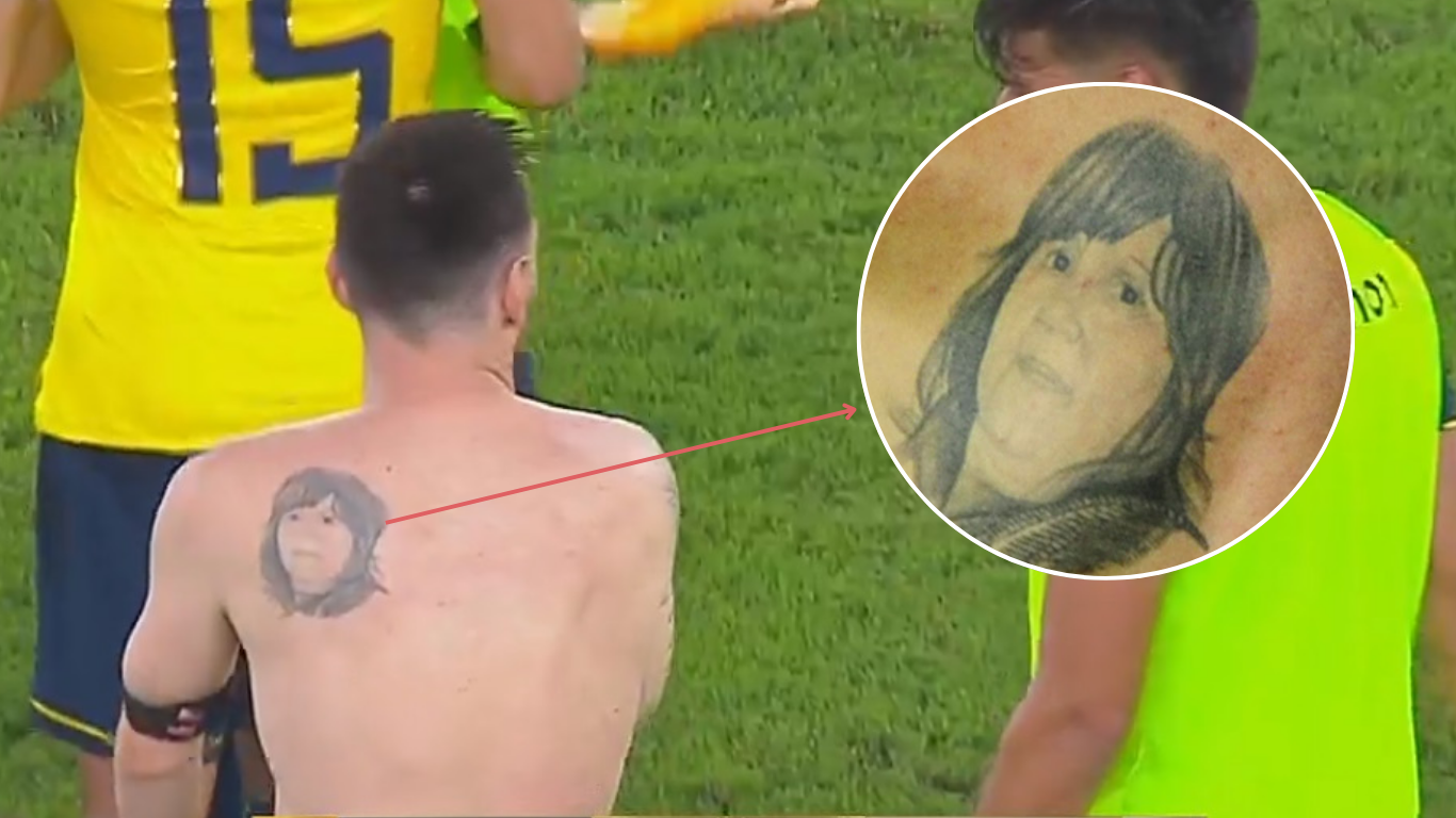 Lionel Messi portrait tattoo of his mother