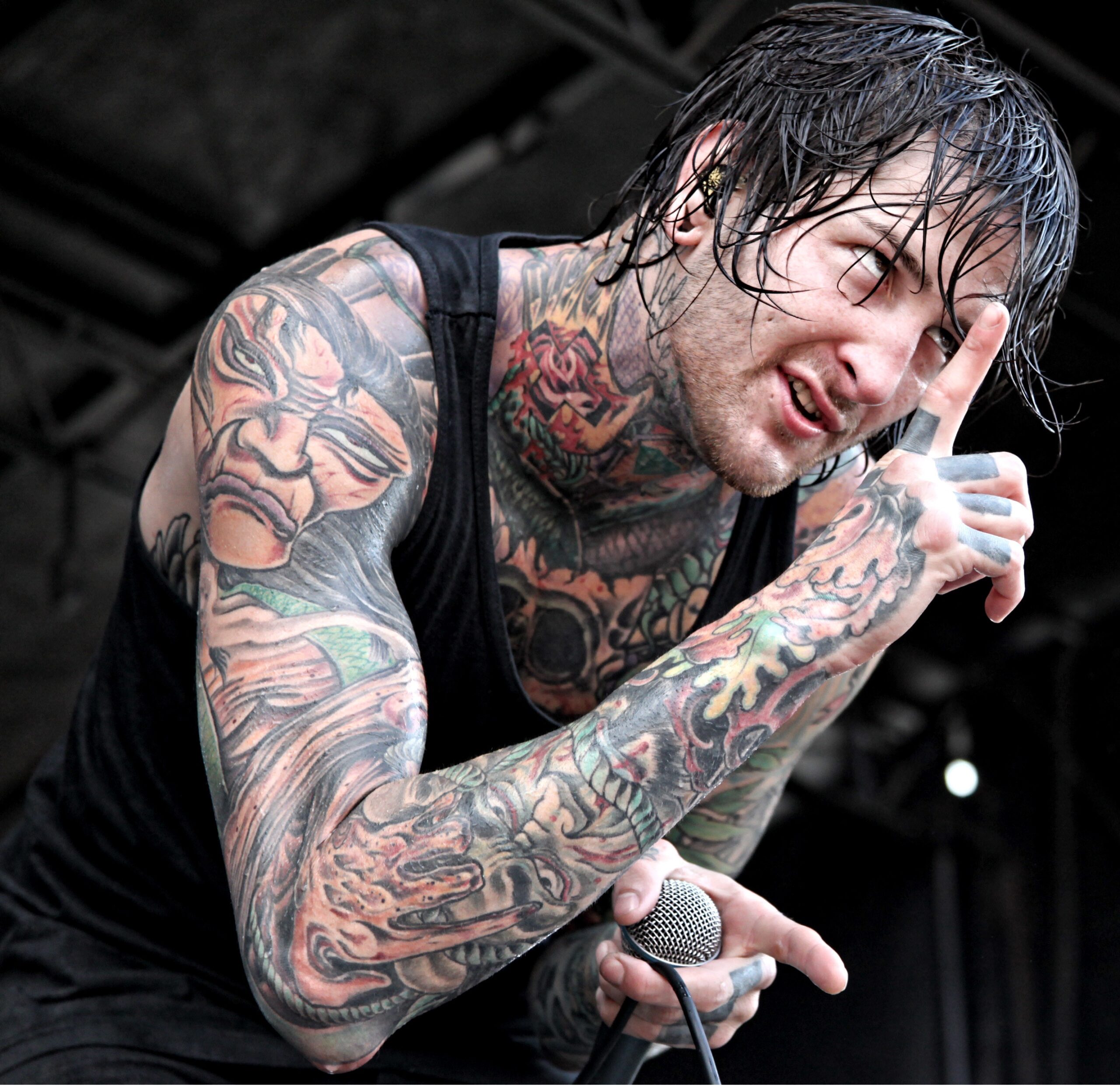 Mitch Lucker arm tattoos at Mayhem