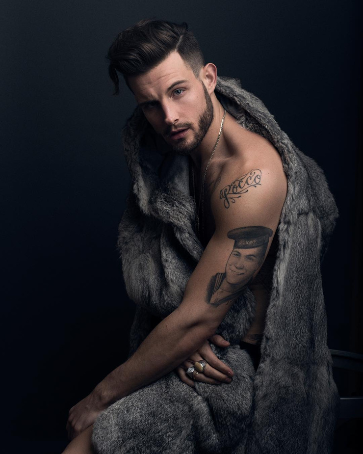Nico Tortorella sailor portrait arm tattoo