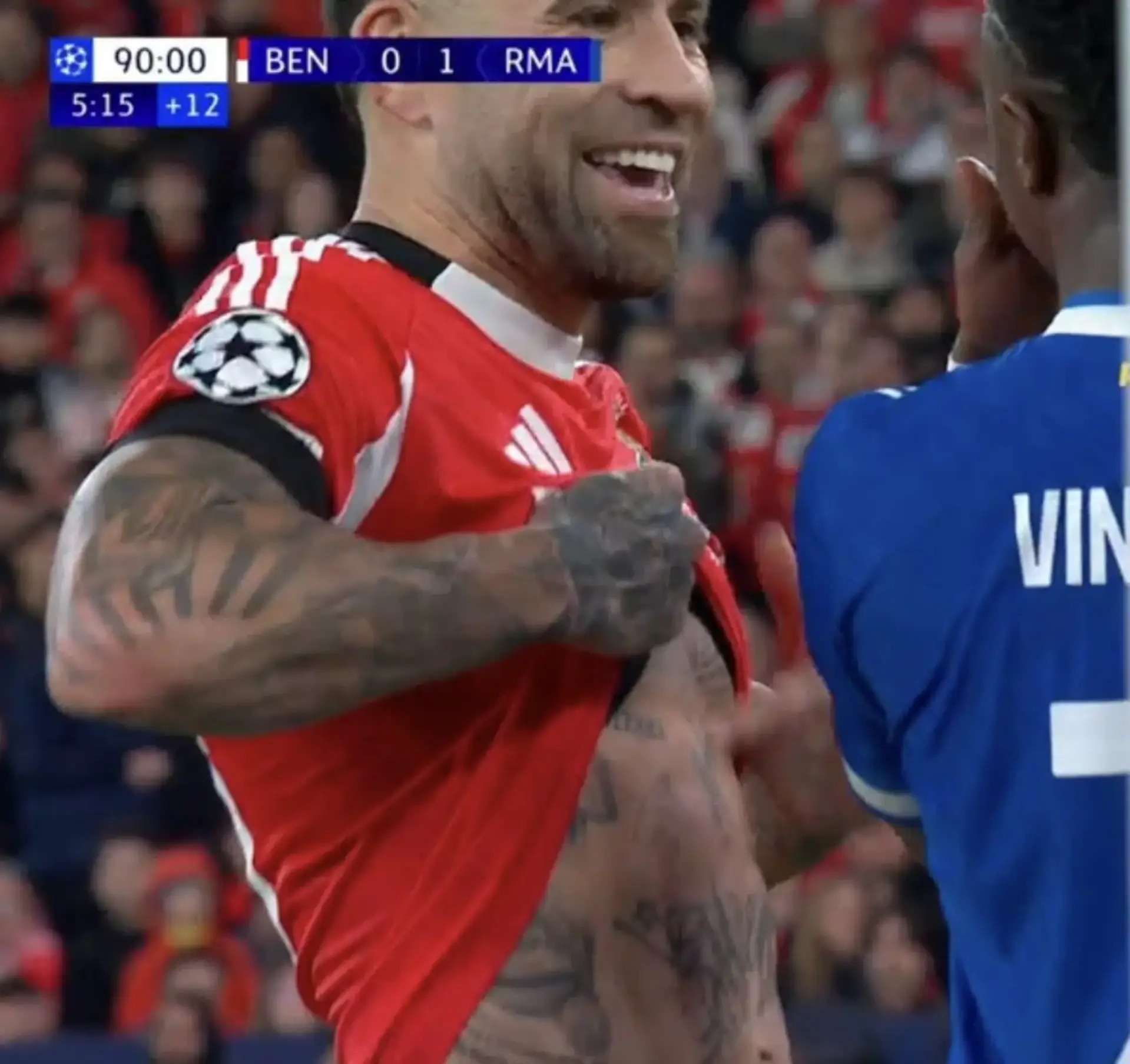 Nicolas Otamendi full-back tattoos showing television characters
