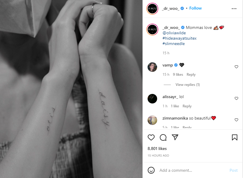 Olivia Wilde Otis and Daisy forearm tattoos