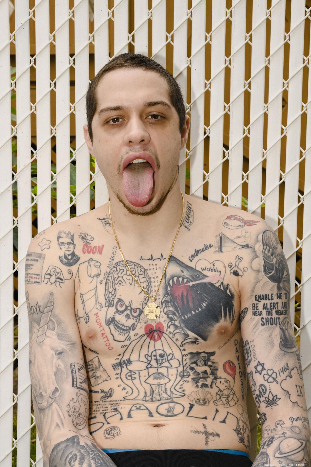 Pete Davidson tattoos: tattooed torso and removal-era detail