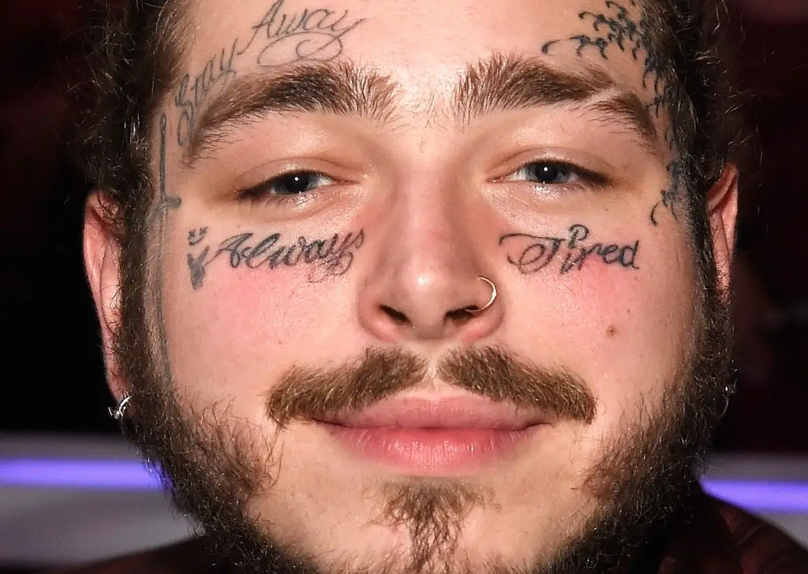 Post Malone Always Tired and Stay Away face tattoos