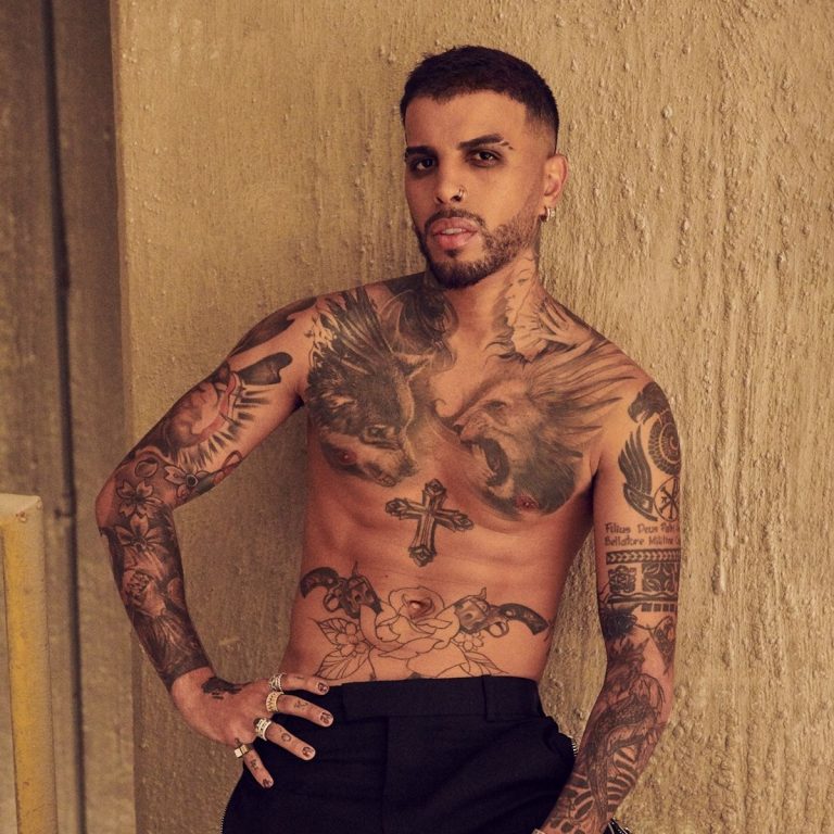 Rauw Alejandro Rolling Stone tattoo portrait