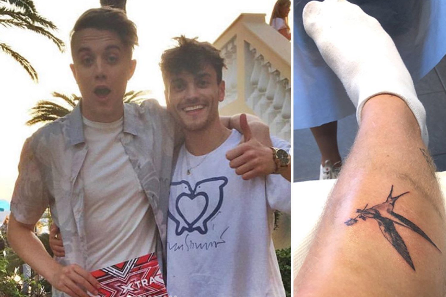 Roman Kemp swallow tattoo tribute to Joe Lyons