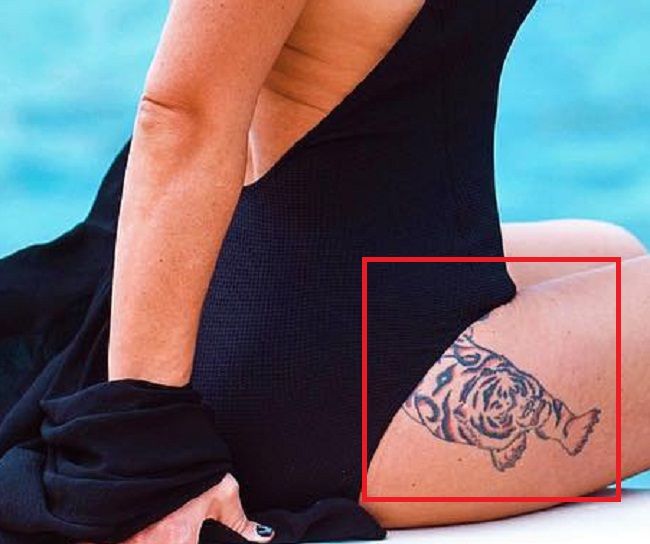 JWoww tiger thigh tattoo