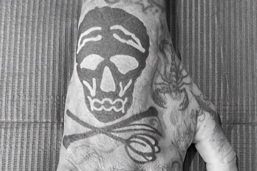 Travis Barker skull tattoo