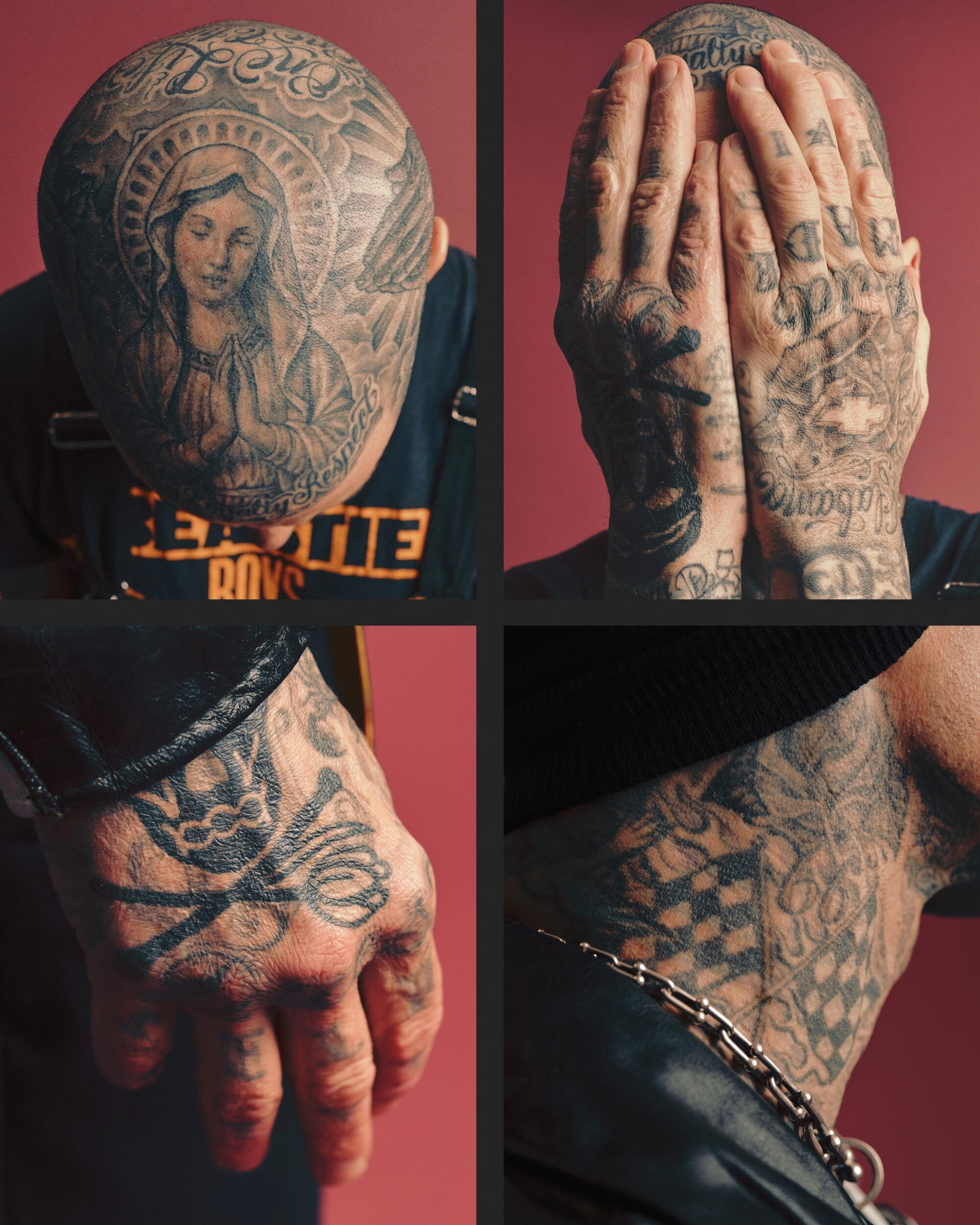 Travis Barker tattoos on hands and neck