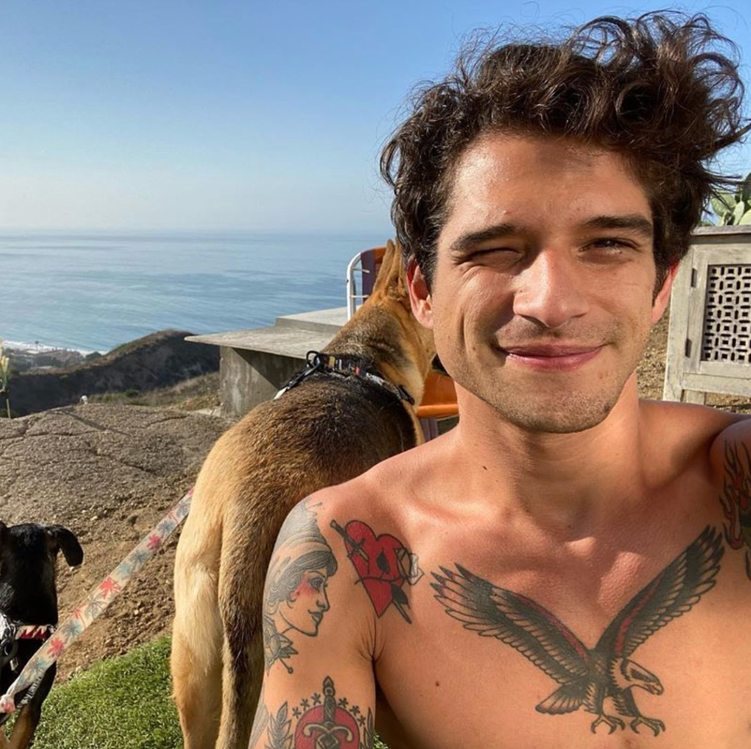Tyler Posey eagle chest tattoo