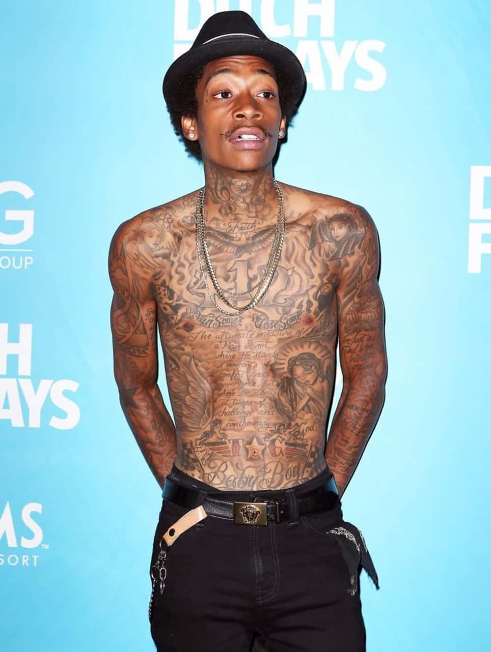 Wiz Khalifa angel chest tattoos
